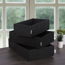 Aberto Design Set organizador de escritorio de fieltro 3 piezas Negro